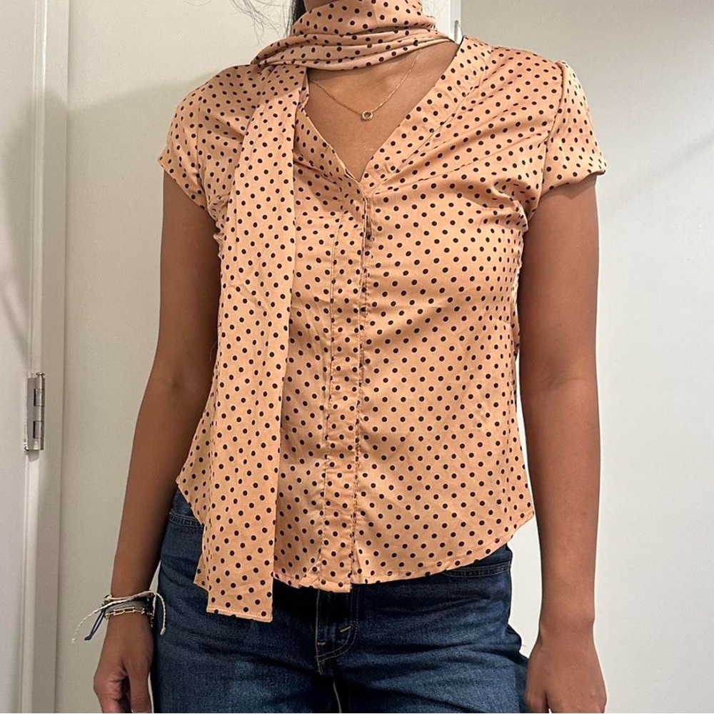 Costa Blanca Peach Polka Dot Top